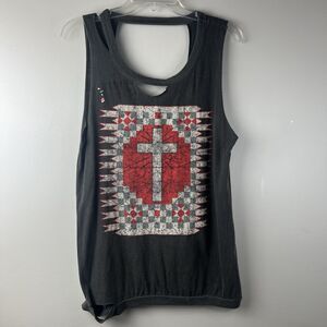 Chaser Graphic Cross Destroyed Tank Top Size Small NWOT